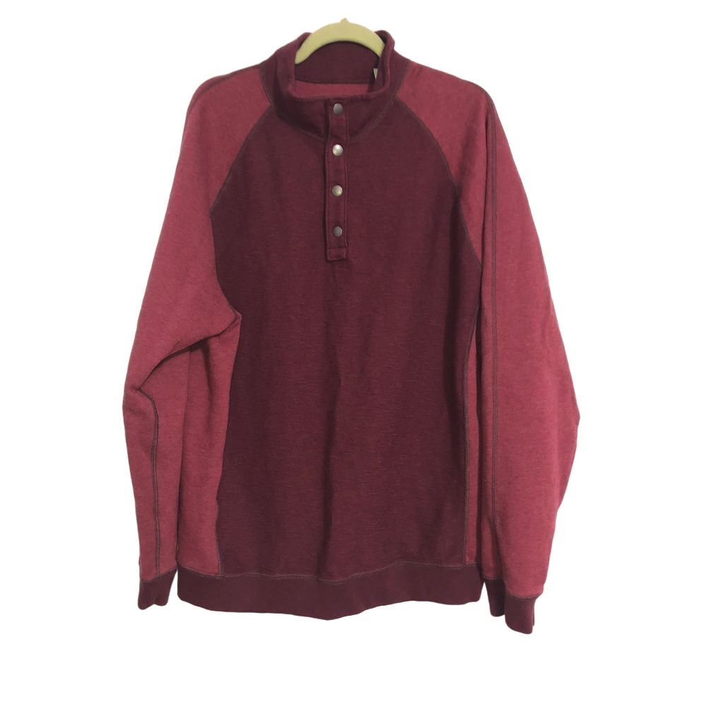 Tommy Bahama red 1/4 snap sweatshirt mens size XL outdoor fall winter cozy